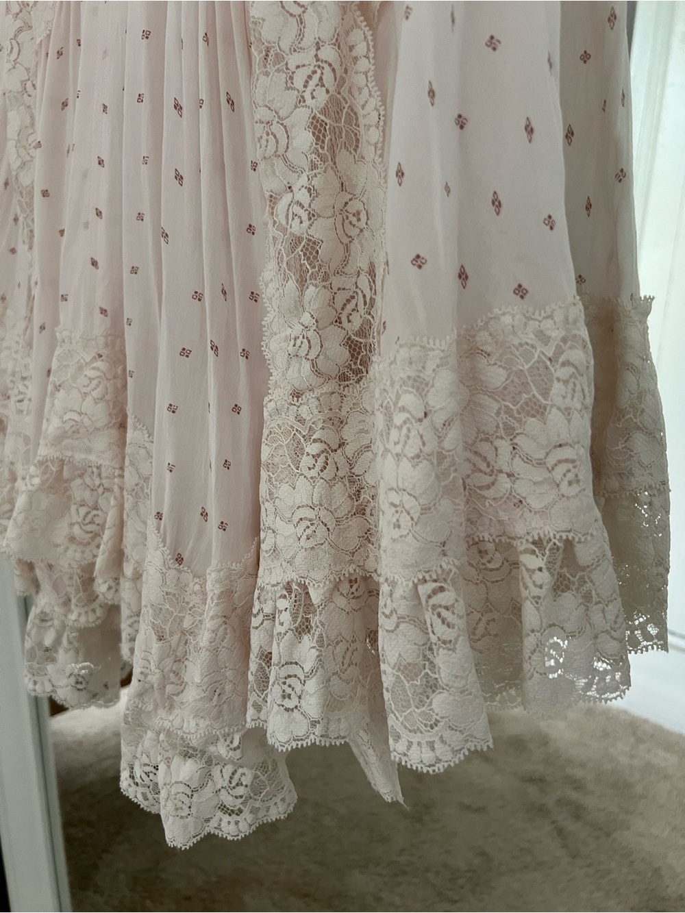 Free People Blush Pink Lace-Trim Mini Dress - Picture 3 of 10